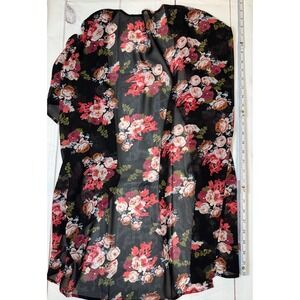 Floral & Black Chiffon (Sheer) Cardigan / Medium / Sku0005